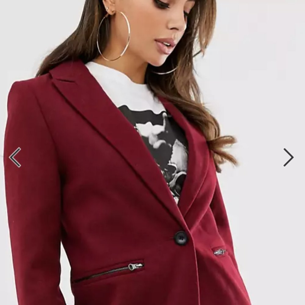 ASOS burgundy wool overcoat // size 0 - Picture 7 of 9